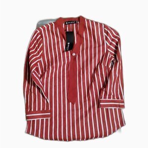 Allegra K burgundy stripe top (imported from China) nwt